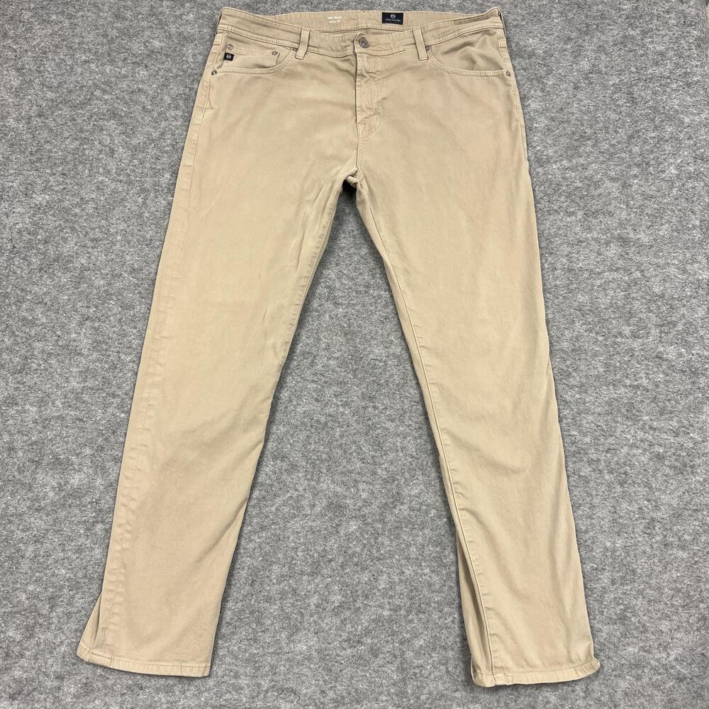 AG Adriano Goldschmied Jeans Mens 38x32 Beige Tellis Slim Taper Stretch Denim